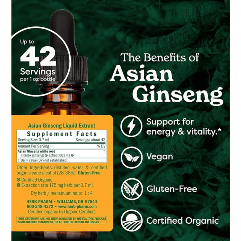 Herb Pharm Asian Ginseng 30ml Organic