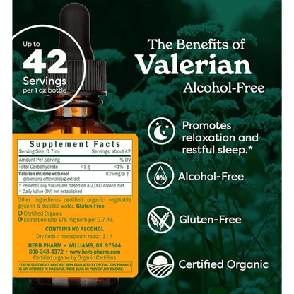 Herb Pharm Valerian, Alcohol-Free 30ml Organic